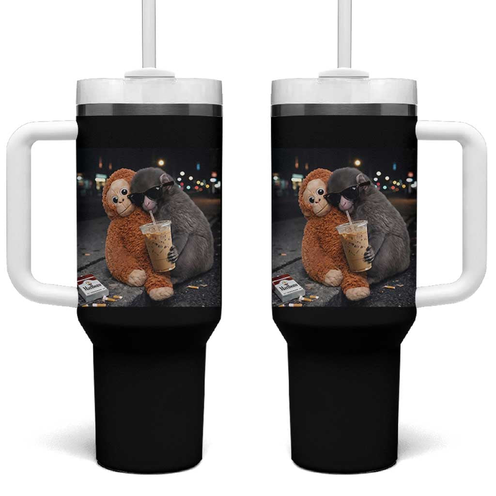 Punch Mokey Tumbler With Handle Funny Drinking Diet Coke Sunglasses Street Meme