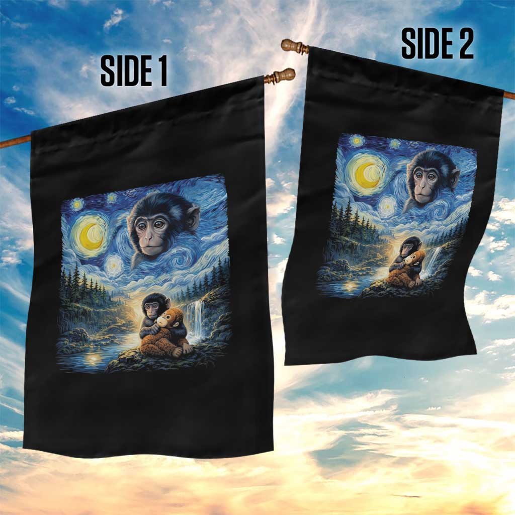 Punch Mokey Garden Flag Viral Baby Monkey Starry Night Van Gogh