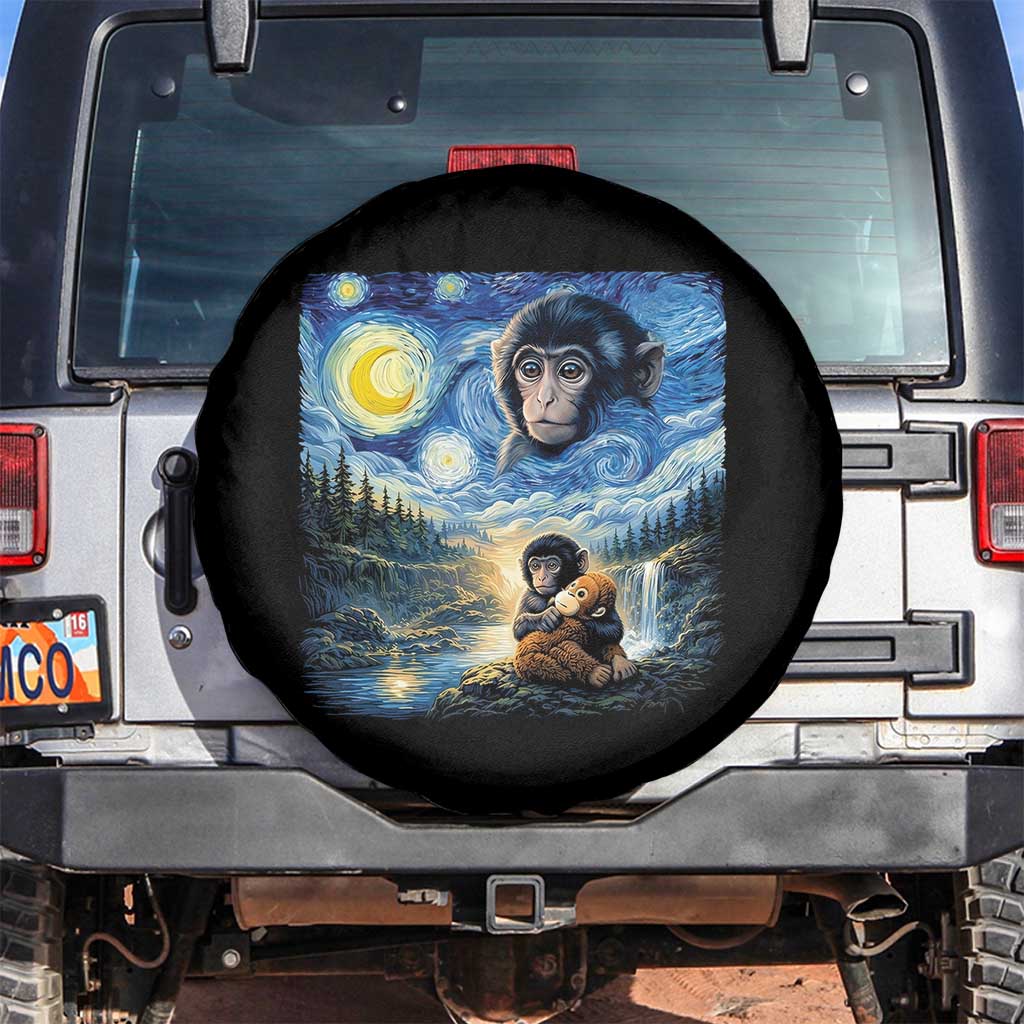 Punch Mokey Spare Tire Cover Viral Baby Monkey Starry Night Van Gogh