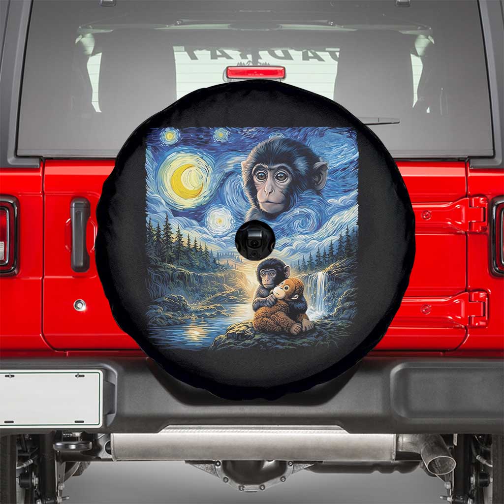 Punch Mokey Spare Tire Cover Viral Baby Monkey Starry Night Van Gogh