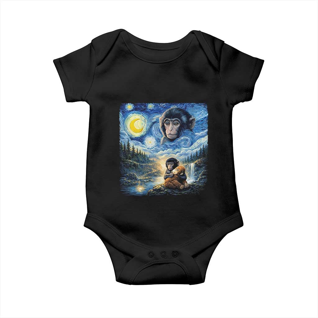 Punch Mokey Baby Onesie Viral Baby Monkey Starry Night Van Gogh