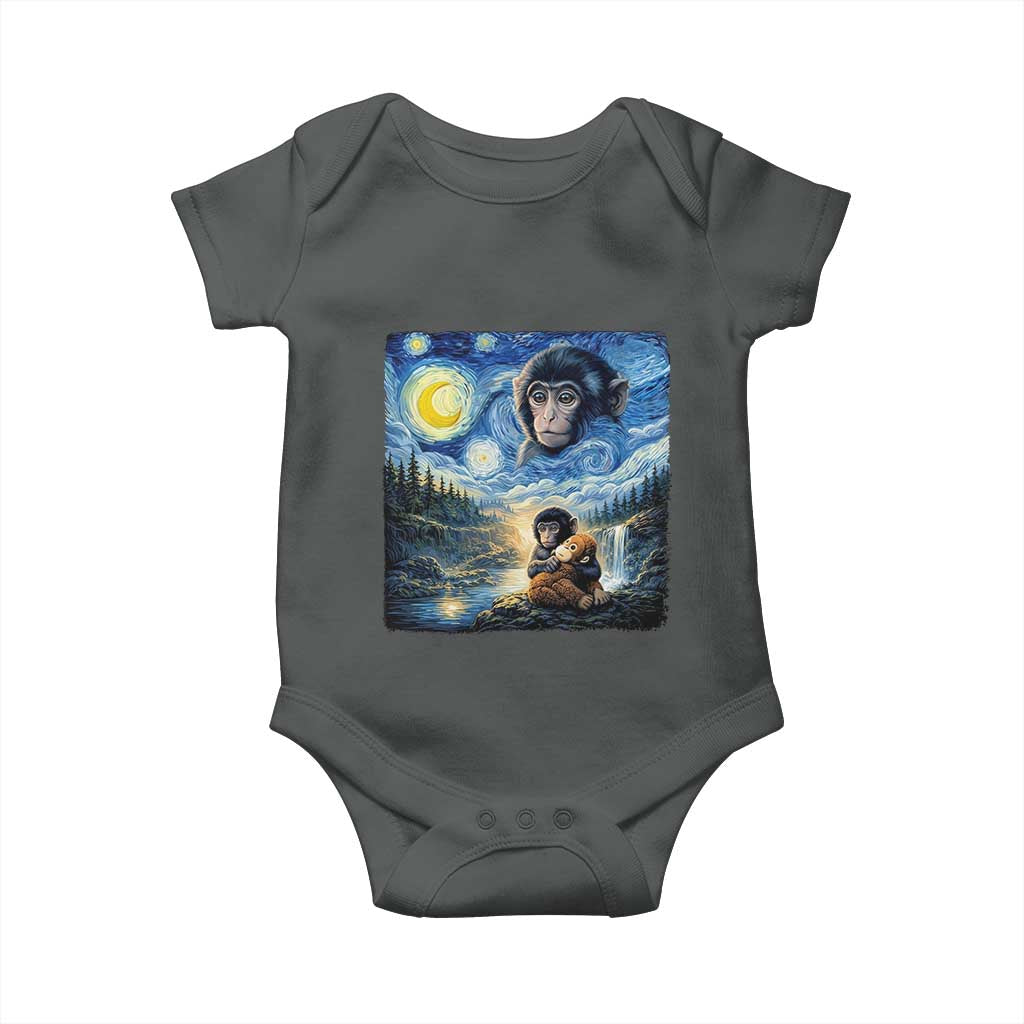 Punch Mokey Baby Onesie Viral Baby Monkey Starry Night Van Gogh
