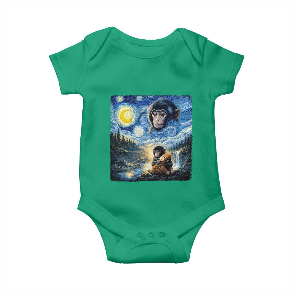 Punch Mokey Baby Onesie Viral Baby Monkey Starry Night Van Gogh