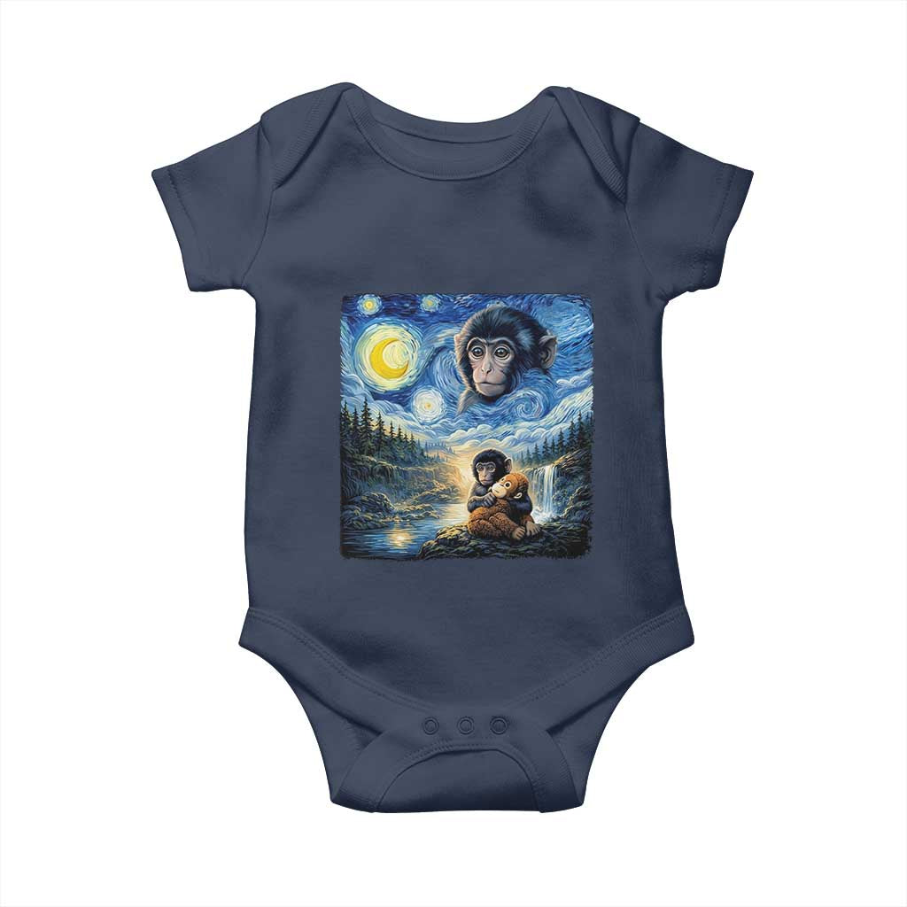 Punch Mokey Baby Onesie Viral Baby Monkey Starry Night Van Gogh