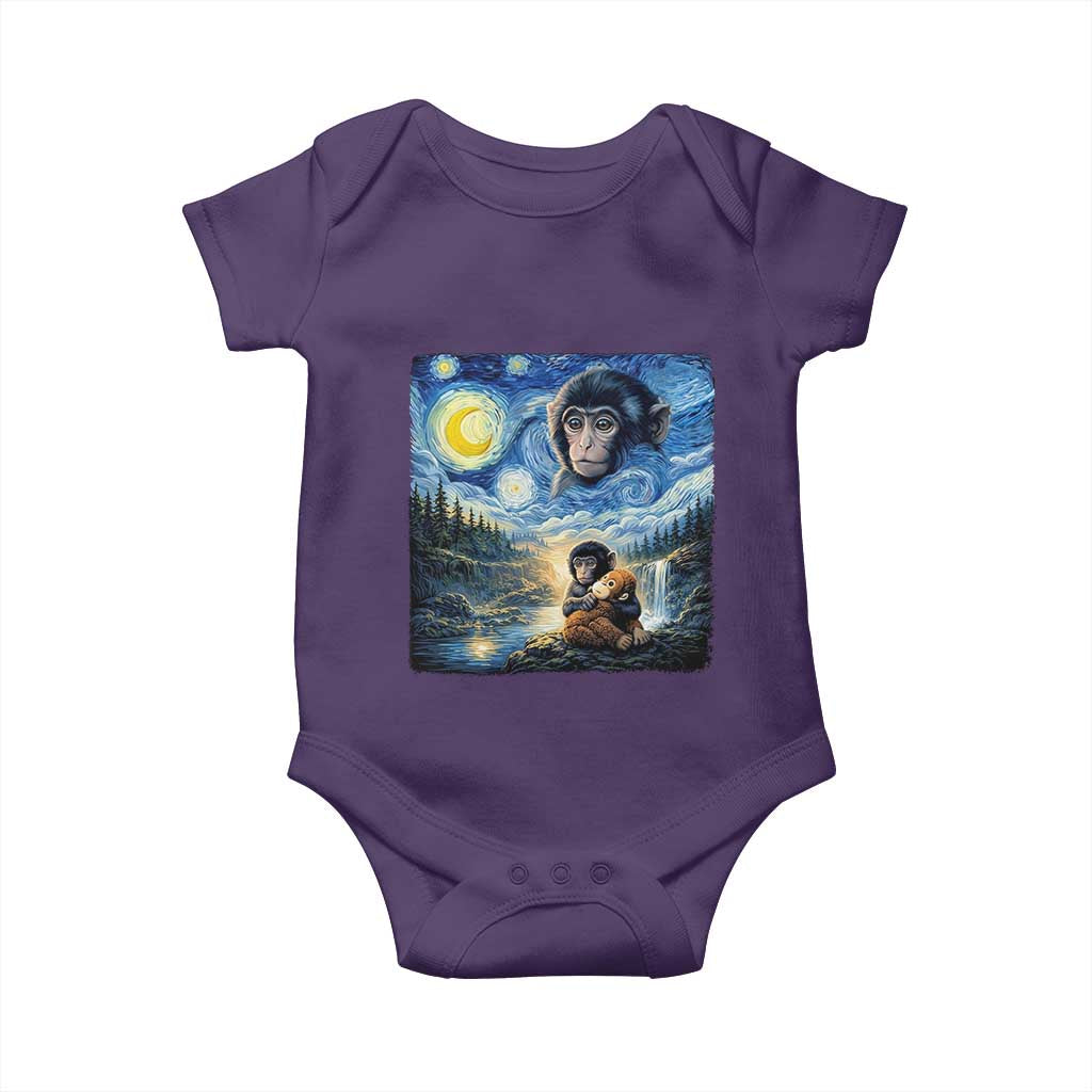 Punch Mokey Baby Onesie Viral Baby Monkey Starry Night Van Gogh