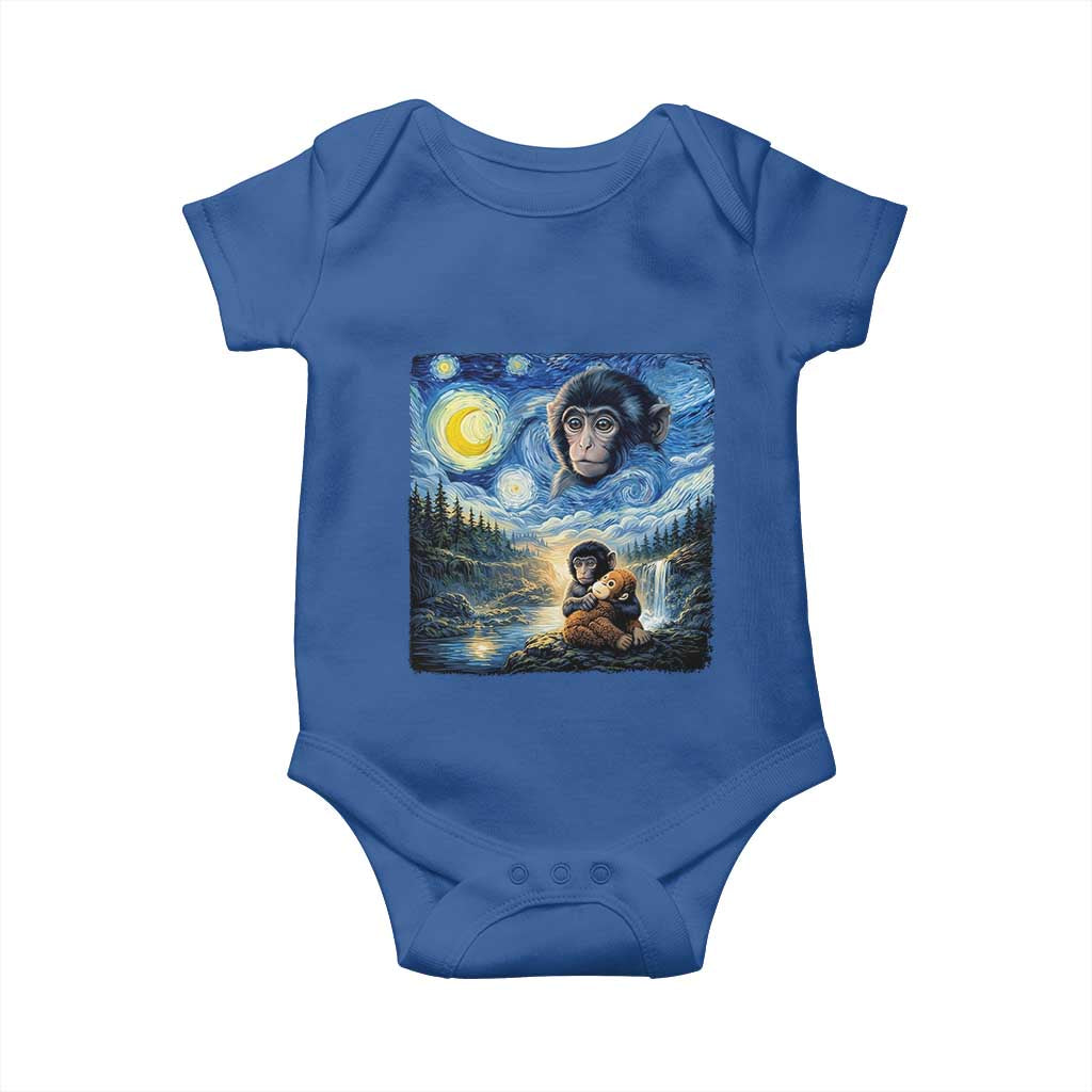 Punch Mokey Baby Onesie Viral Baby Monkey Starry Night Van Gogh