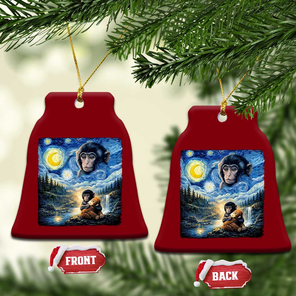 Punch Mokey Ceramic Ornament Viral Baby Monkey Starry Night Van Gogh