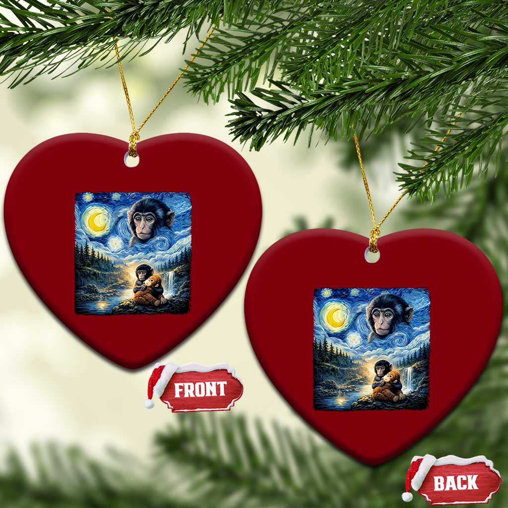 Punch Mokey Ceramic Ornament Viral Baby Monkey Starry Night Van Gogh