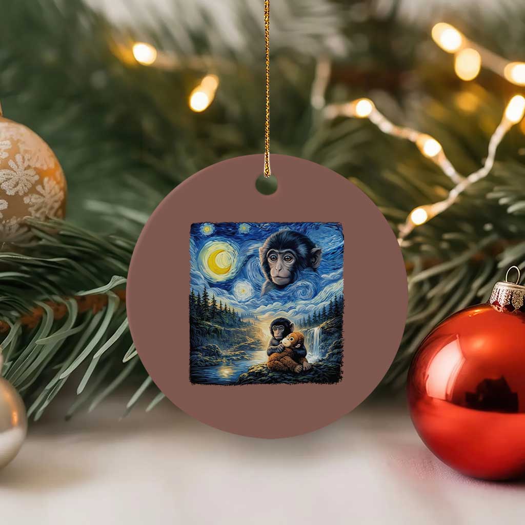 Punch Mokey Ceramic Ornament Viral Baby Monkey Starry Night Van Gogh