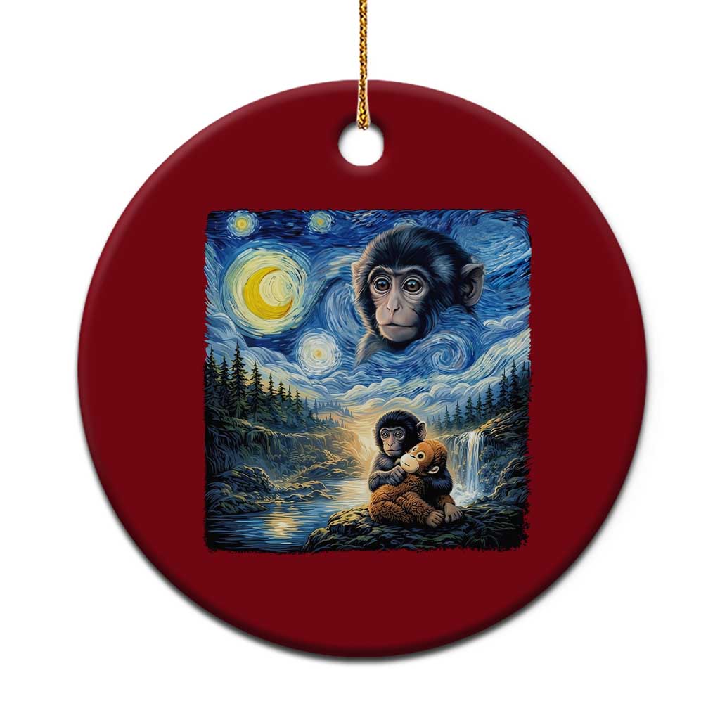 Punch Mokey Ceramic Ornament Viral Baby Monkey Starry Night Van Gogh