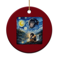 Punch Mokey Ceramic Ornament Viral Baby Monkey Starry Night Van Gogh