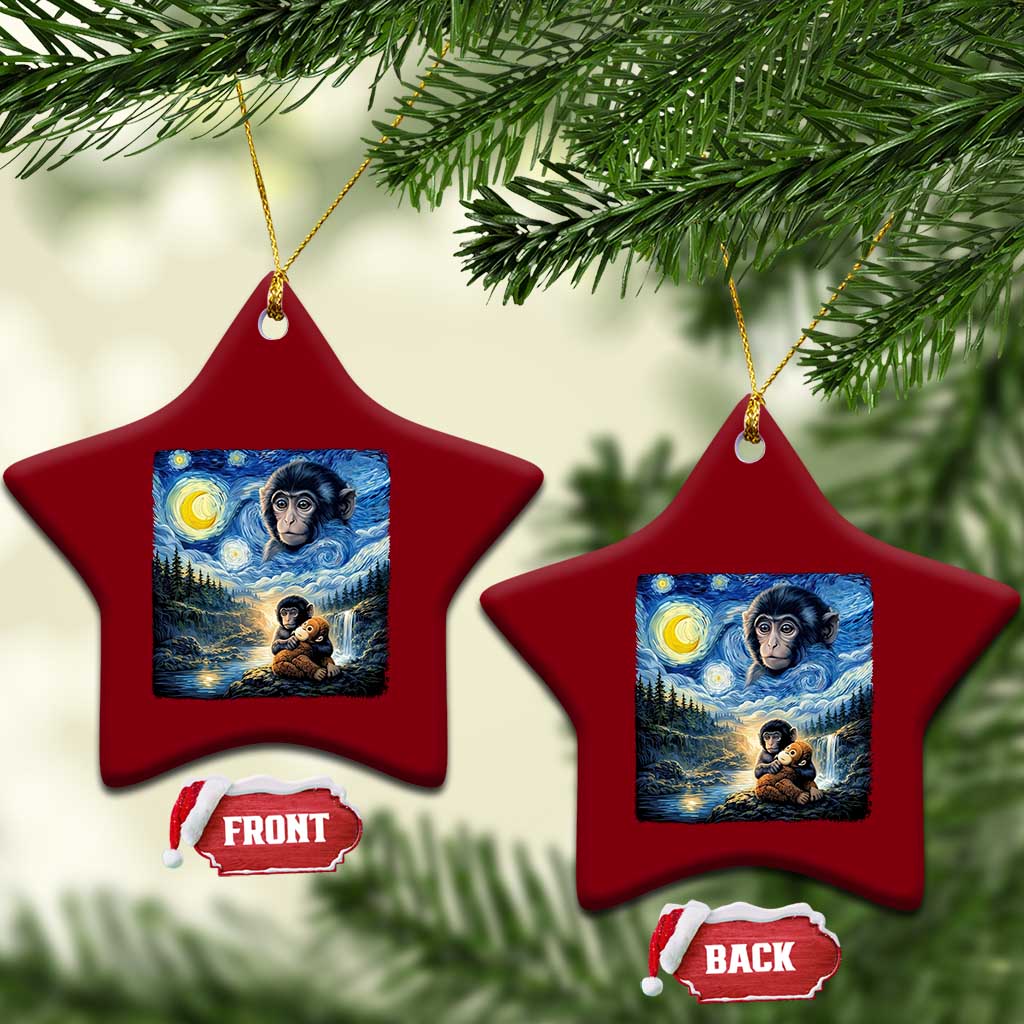Punch Mokey Ceramic Ornament Viral Baby Monkey Starry Night Van Gogh