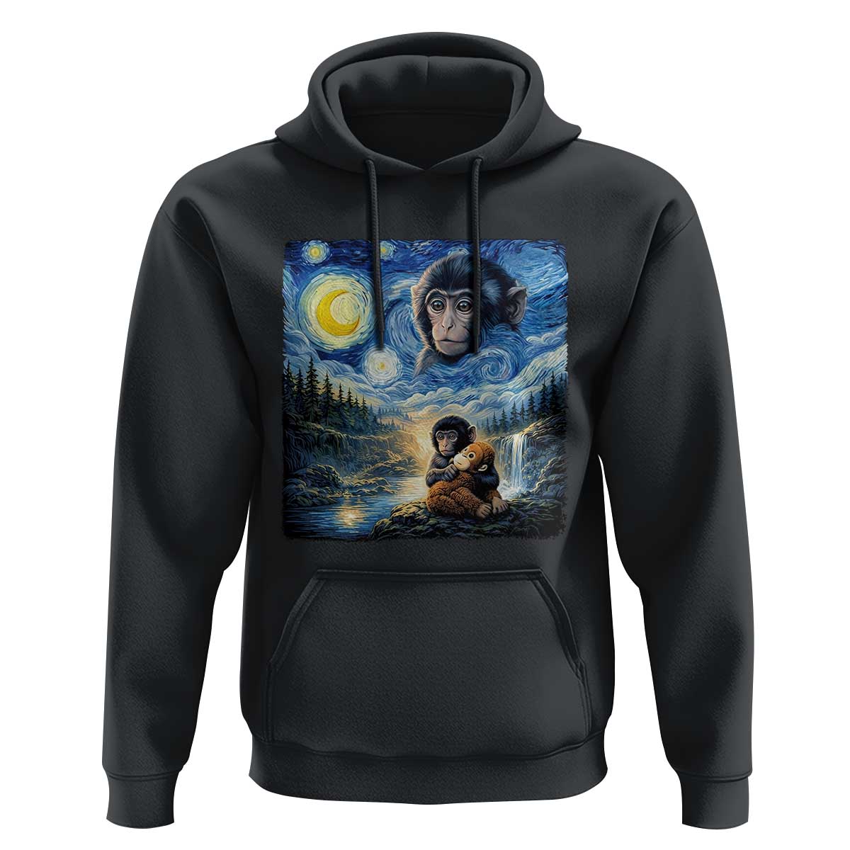 Punch Mokey Hoodie Viral Baby Monkey Starry Night Van Gogh