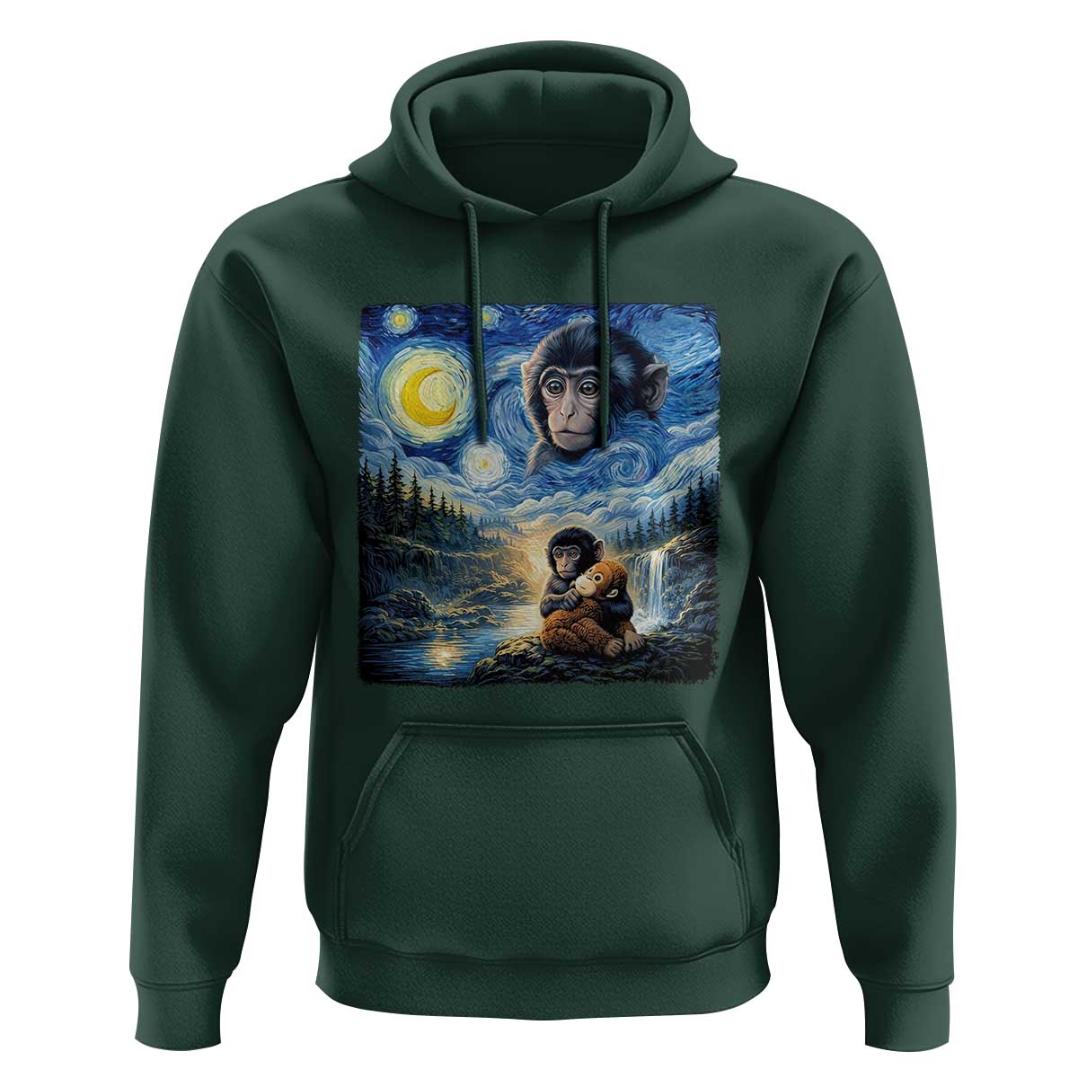 Punch Mokey Hoodie Viral Baby Monkey Starry Night Van Gogh