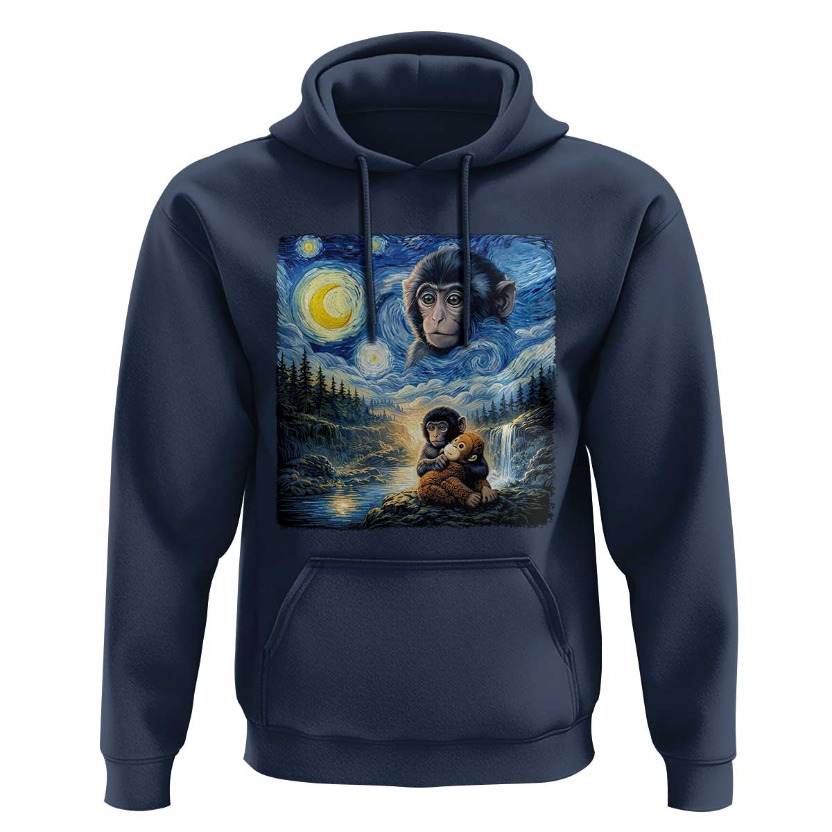 Punch Mokey Hoodie Viral Baby Monkey Starry Night Van Gogh