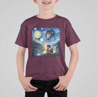 Punch Mokey T Shirt For Kid Viral Baby Monkey Starry Night Van Gogh
