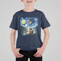 Punch Mokey T Shirt For Kid Viral Baby Monkey Starry Night Van Gogh
