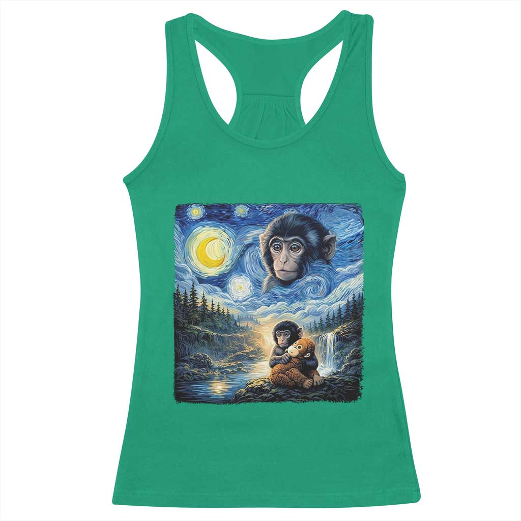 Punch Mokey Racerback Tank Top Viral Baby Monkey Starry Night Van Gogh