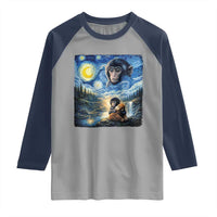 Punch Mokey Raglan Shirt Viral Baby Monkey Starry Night Van Gogh