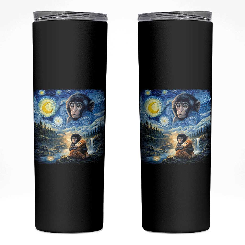 Punch Mokey Skinny Tumbler Viral Baby Monkey Starry Night Van Gogh