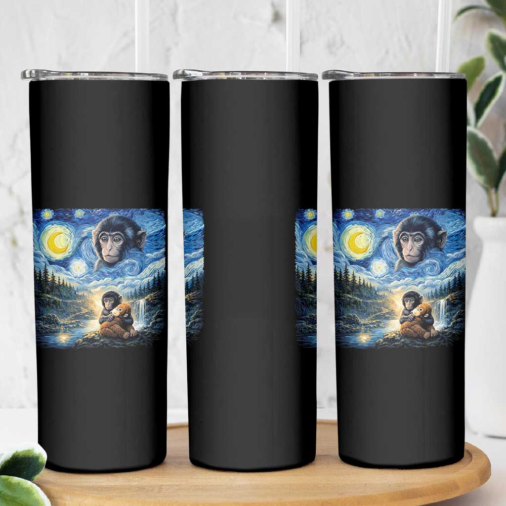 Punch Mokey Skinny Tumbler Viral Baby Monkey Starry Night Van Gogh