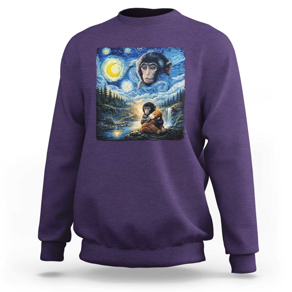 Punch Mokey Sweatshirt Viral Baby Monkey Starry Night Van Gogh