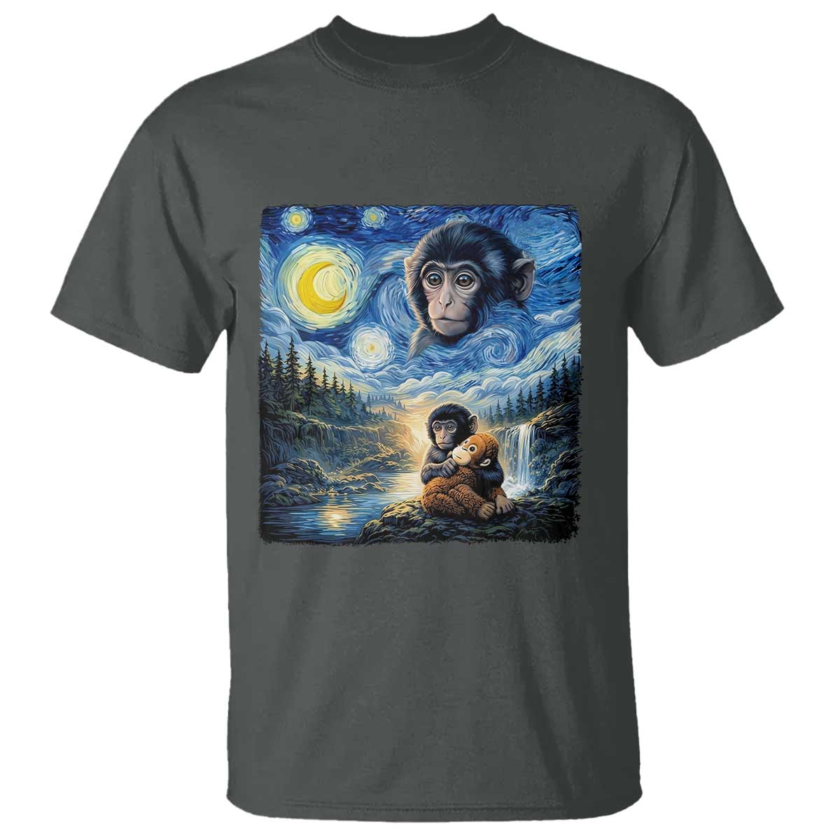 Punch Mokey T Shirt Viral Baby Monkey Starry Night Van Gogh