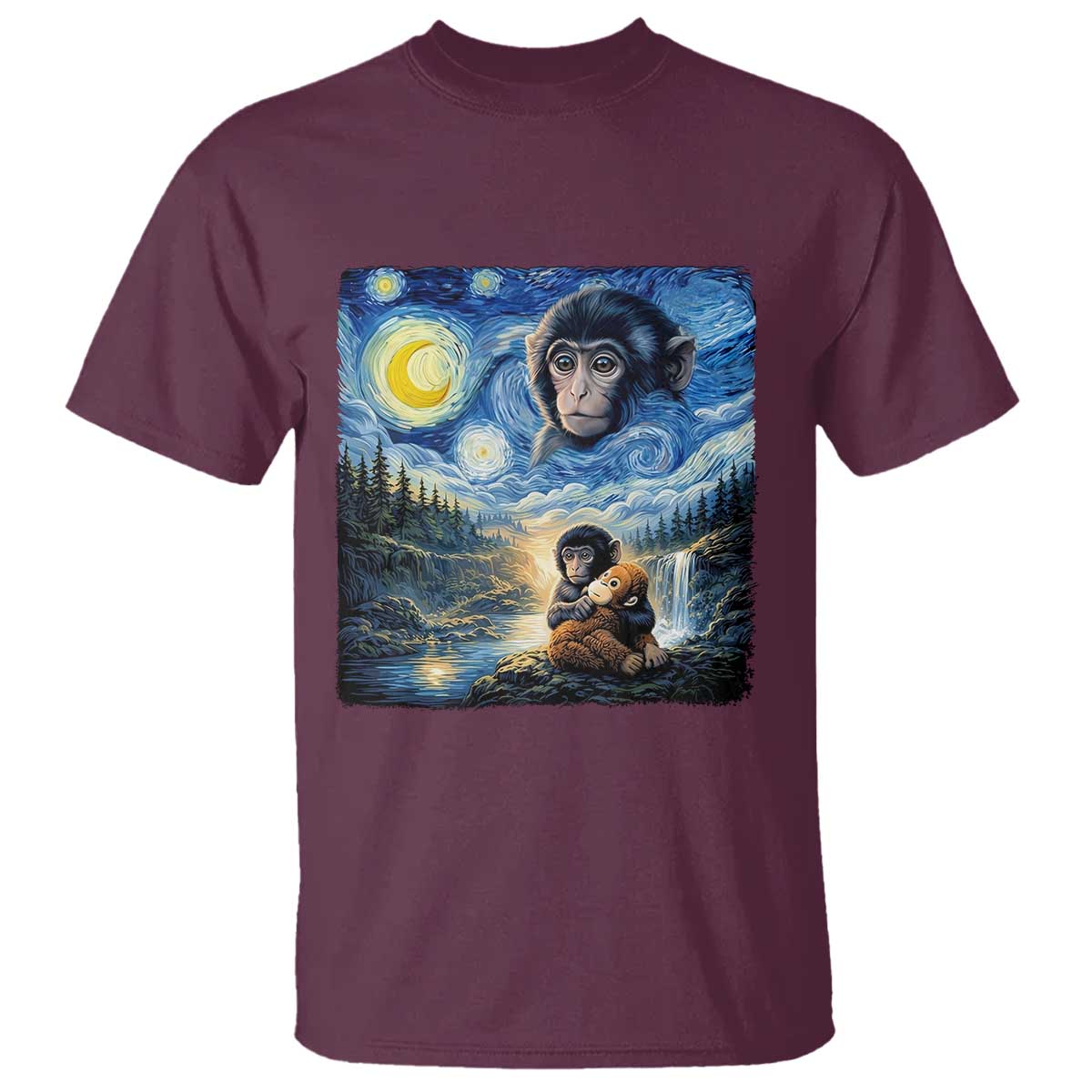 Punch Mokey T Shirt Viral Baby Monkey Starry Night Van Gogh