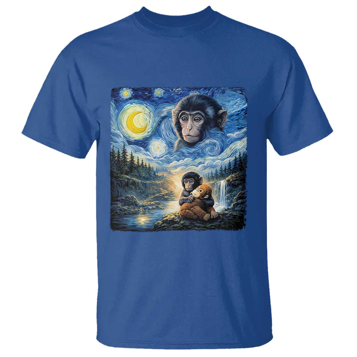 Punch Mokey T Shirt Viral Baby Monkey Starry Night Van Gogh