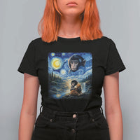 Punch Mokey T Shirt For Women Viral Baby Monkey Starry Night Van Gogh