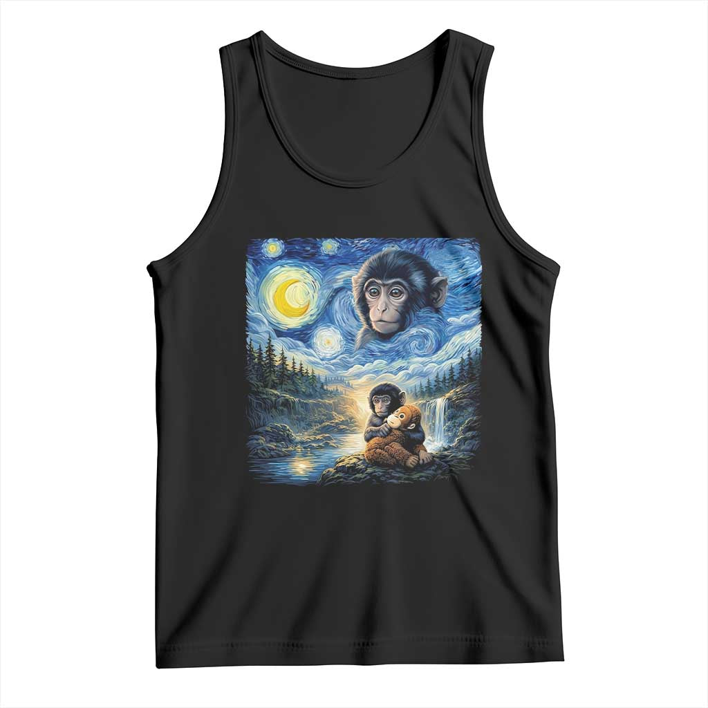 Punch Mokey Tank Top Viral Baby Monkey Starry Night Van Gogh