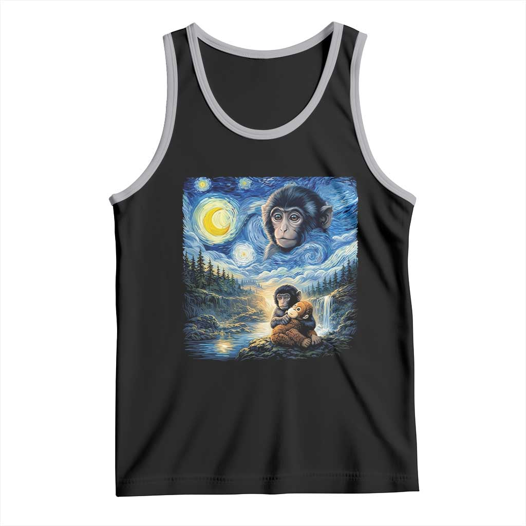 Punch Mokey Tank Top Viral Baby Monkey Starry Night Van Gogh