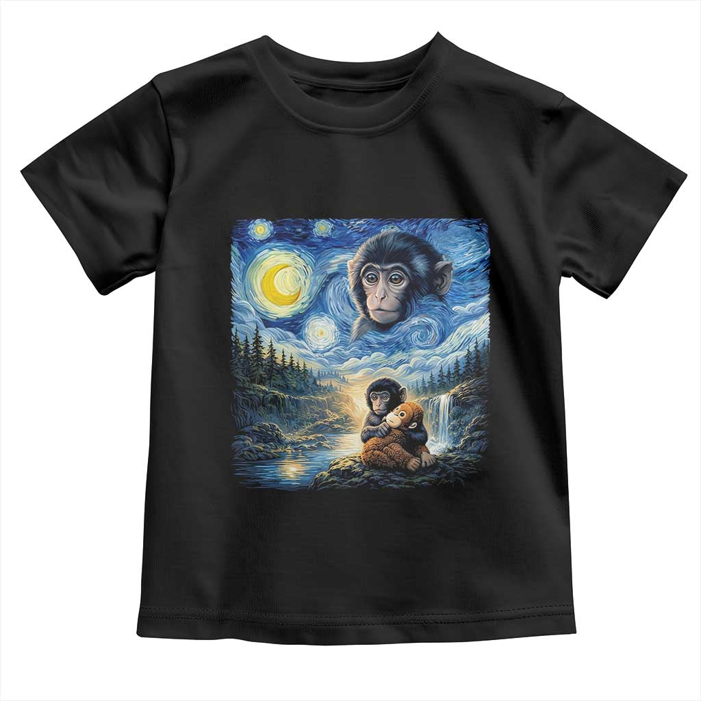 Punch Mokey Toddler T Shirt Viral Baby Monkey Starry Night Van Gogh