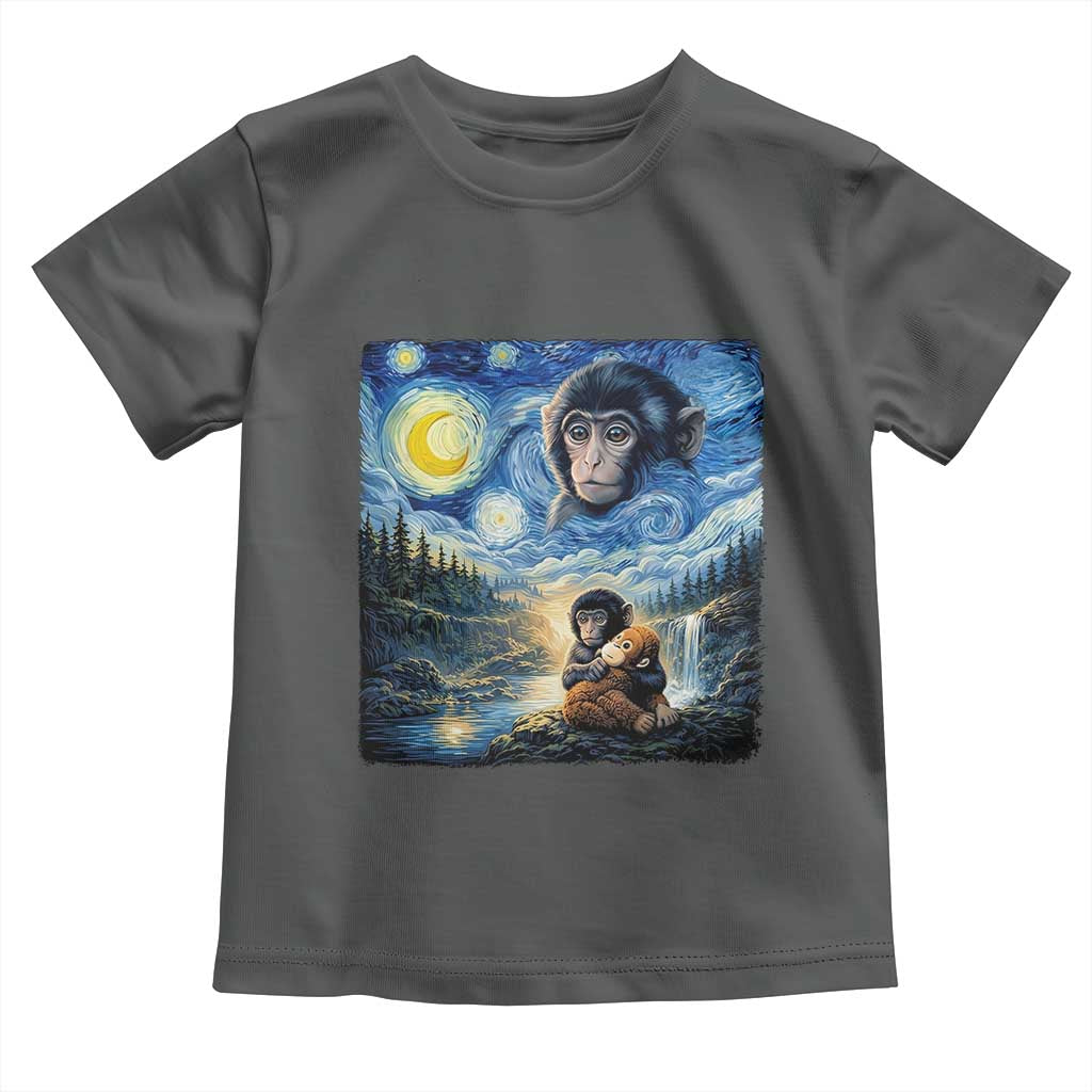 Punch Mokey Toddler T Shirt Viral Baby Monkey Starry Night Van Gogh