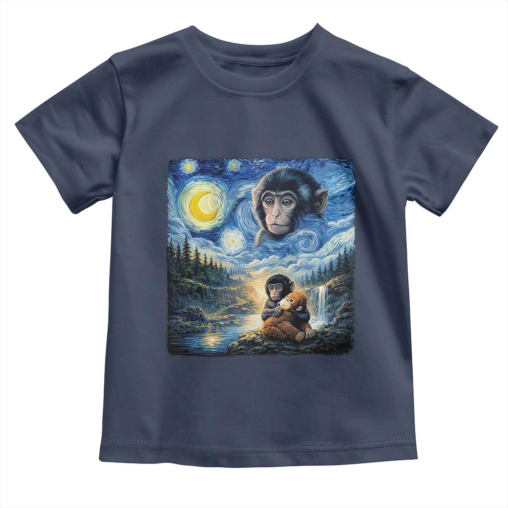 Punch Mokey Toddler T Shirt Viral Baby Monkey Starry Night Van Gogh