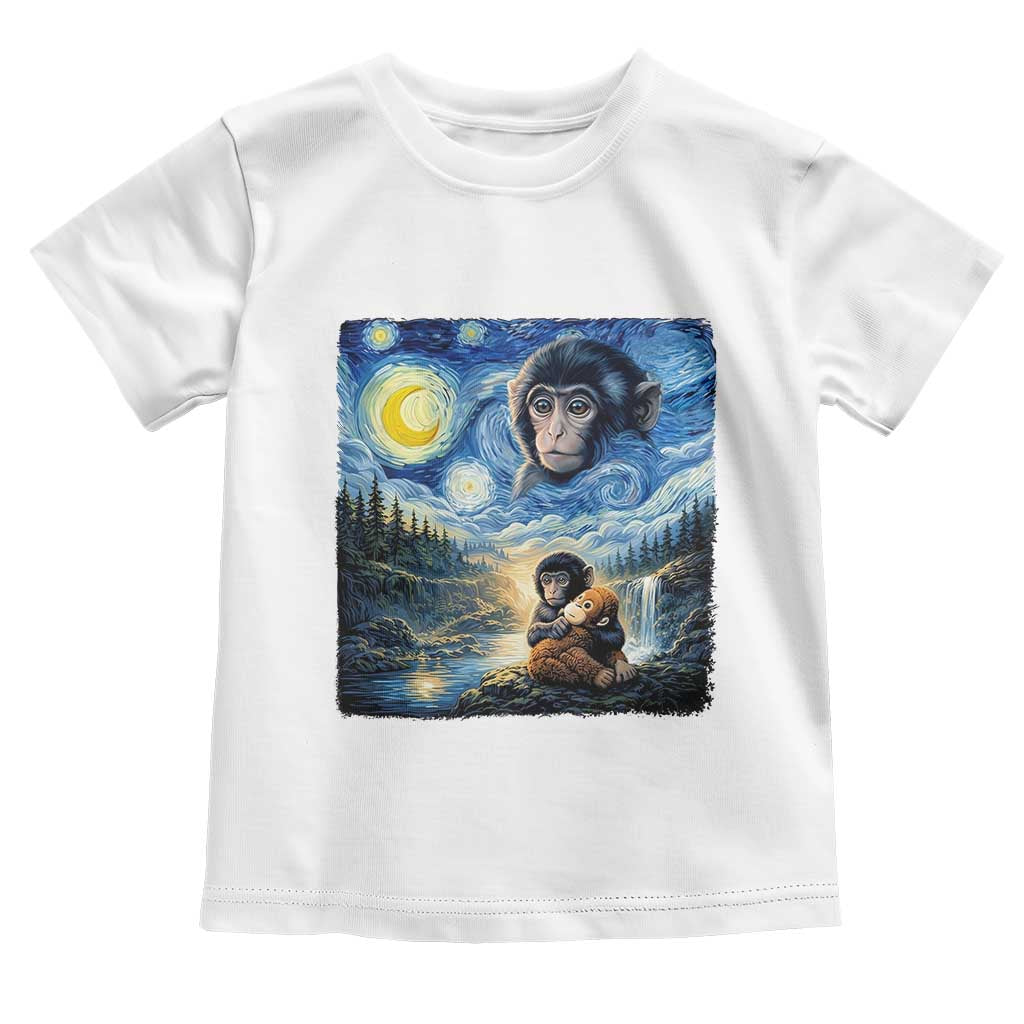 Punch Mokey Toddler T Shirt Viral Baby Monkey Starry Night Van Gogh
