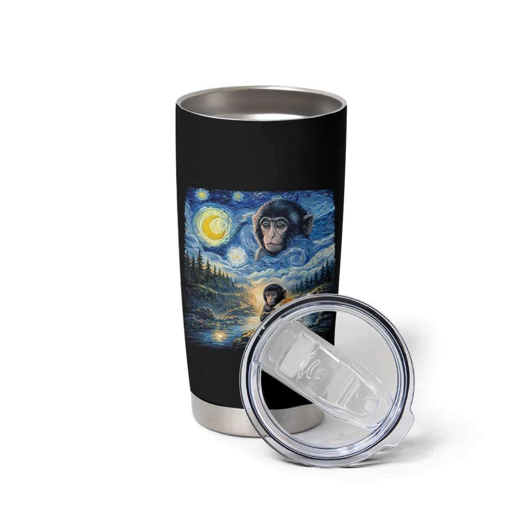 Punch Mokey Tumbler Cup Viral Baby Monkey Starry Night Van Gogh