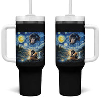 Punch Mokey Tumbler With Handle Viral Baby Monkey Starry Night Van Gogh
