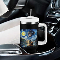 Punch Mokey Tumbler With Handle Viral Baby Monkey Starry Night Van Gogh