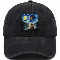 Punch Mokey Washed Cotton Baseball Cap Viral Baby Monkey Starry Night Van Gogh