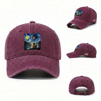 Punch Mokey Washed Cotton Baseball Cap Viral Baby Monkey Starry Night Van Gogh