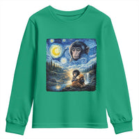 Punch Mokey Youth Sweatshirt Viral Baby Monkey Starry Night Van Gogh