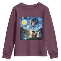 Punch Mokey Youth Sweatshirt Viral Baby Monkey Starry Night Van Gogh