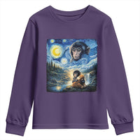 Punch Mokey Youth Sweatshirt Viral Baby Monkey Starry Night Van Gogh