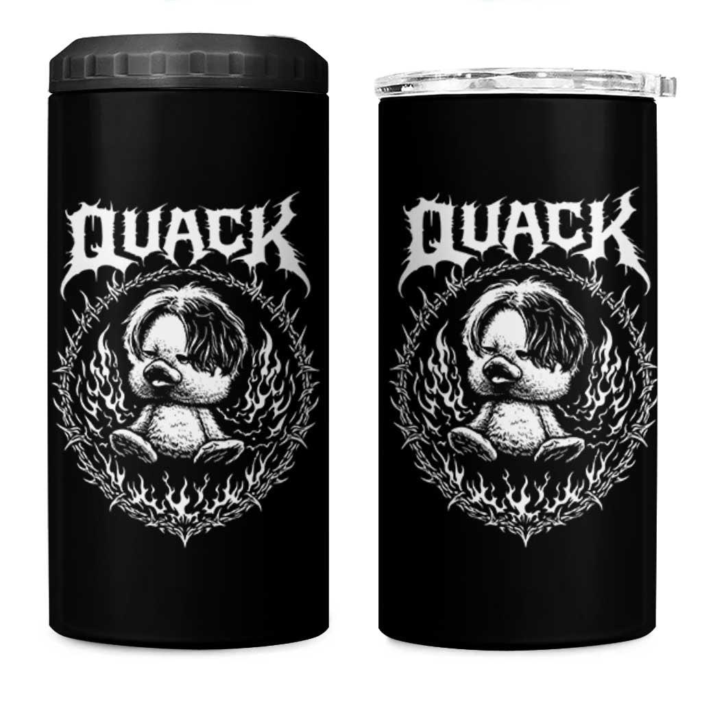 Funny Duck Metal Concert 4 in 1 Can Cooler Tumbler Rock Music Quack Meme