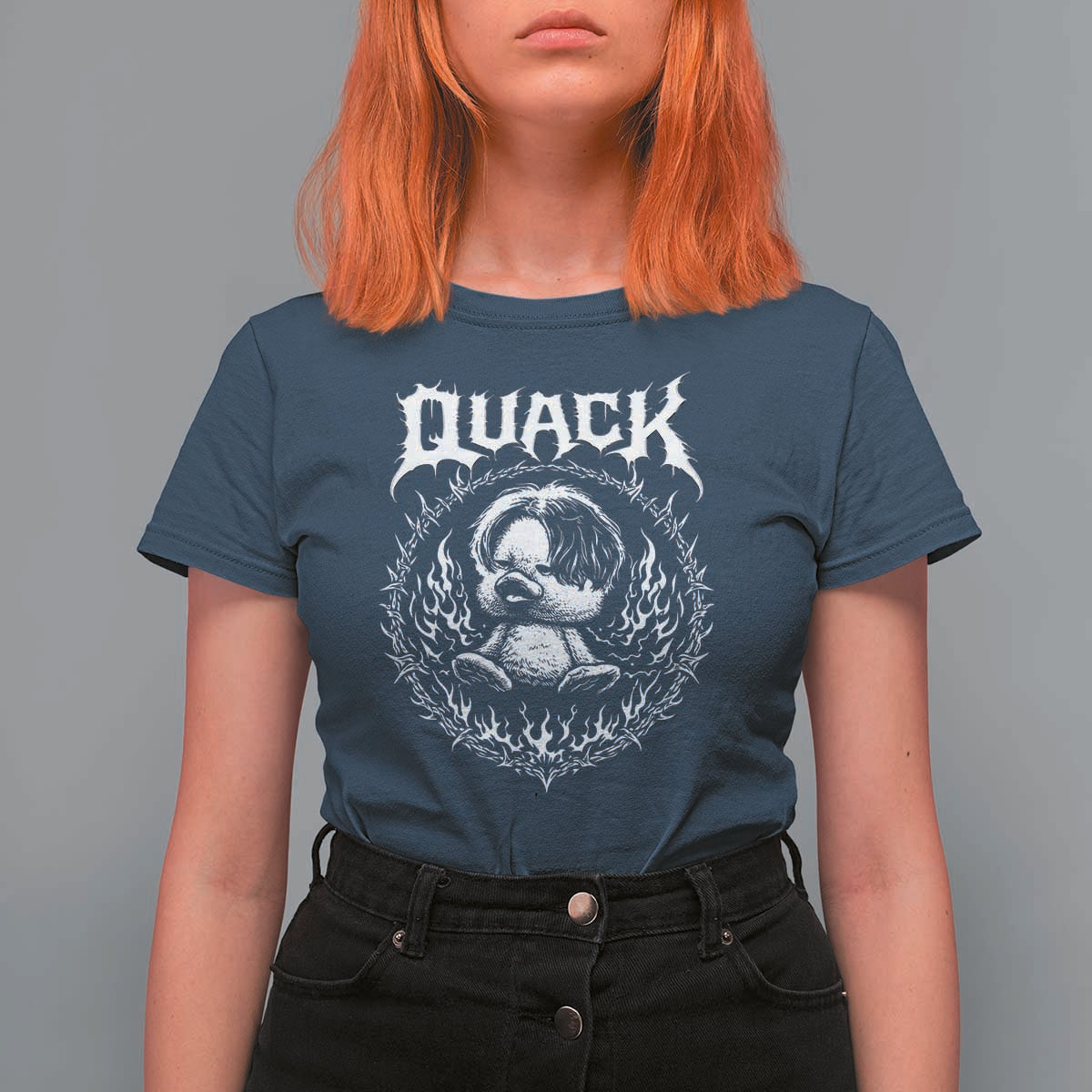 Funny Duck Metal Concert T Shirt For Women Rock Music Quack Meme