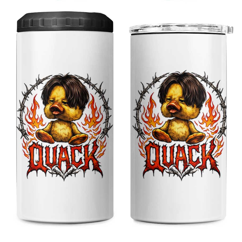 Funny Duck Metal Concert 4 in 1 Can Cooler Tumbler Rock Band Quack Meme