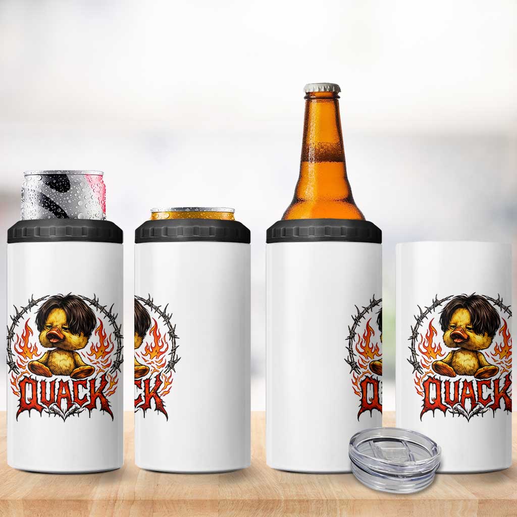 Funny Duck Metal Concert 4 in 1 Can Cooler Tumbler Rock Band Quack Meme
