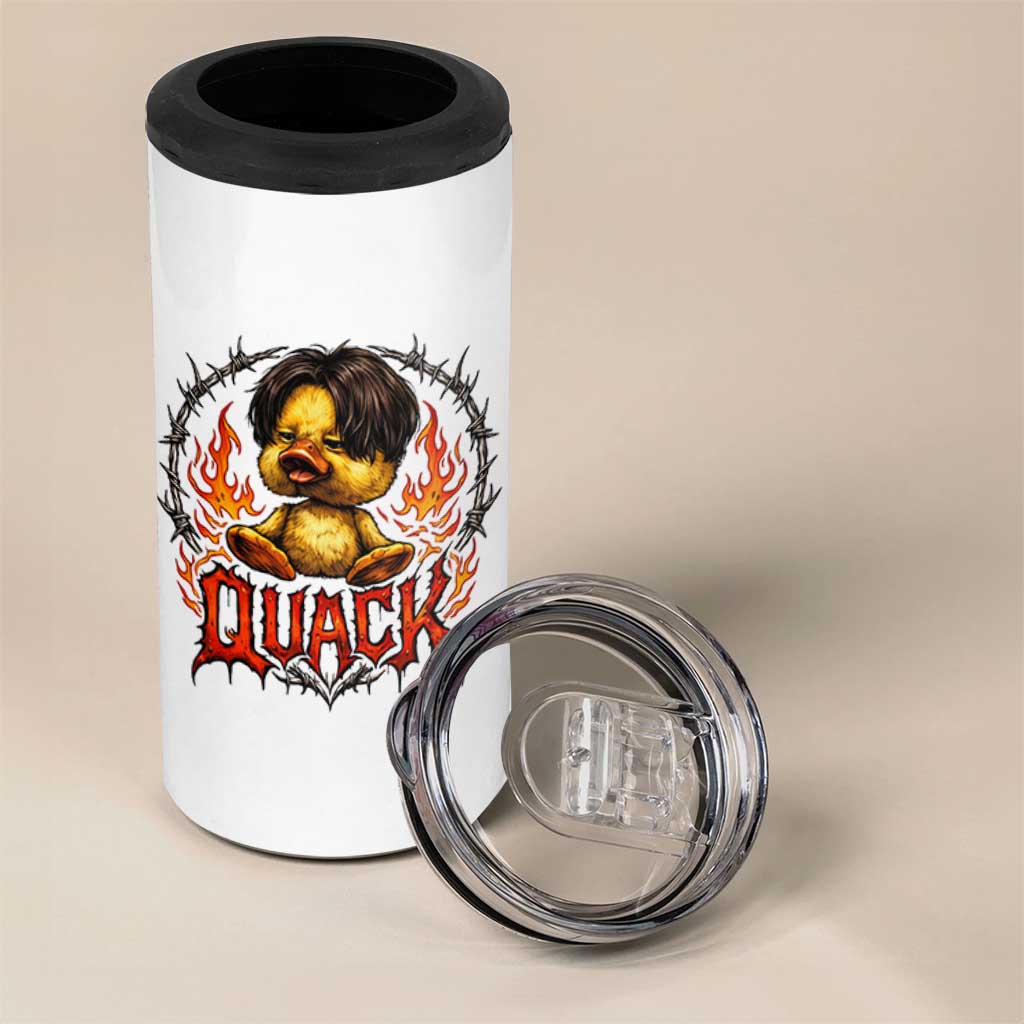 Funny Duck Metal Concert 4 in 1 Can Cooler Tumbler Rock Band Quack Meme