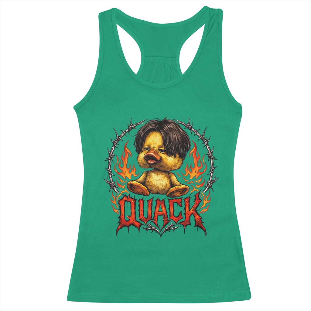 Funny Duck Metal Concert Racerback Tank Top Rock Band Quack Meme